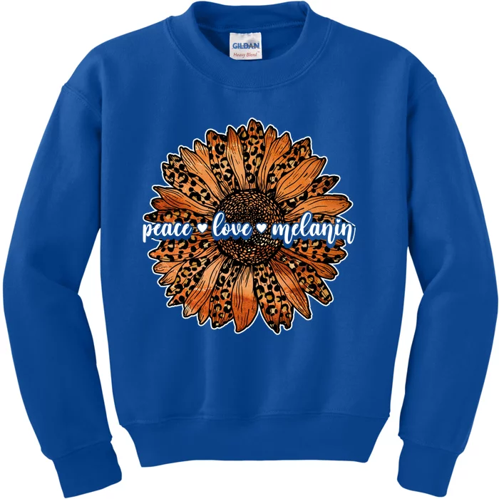 Melanin Sunflower Black History Month Peace Love Juneteenth Cool Gift Kids Sweatshirt