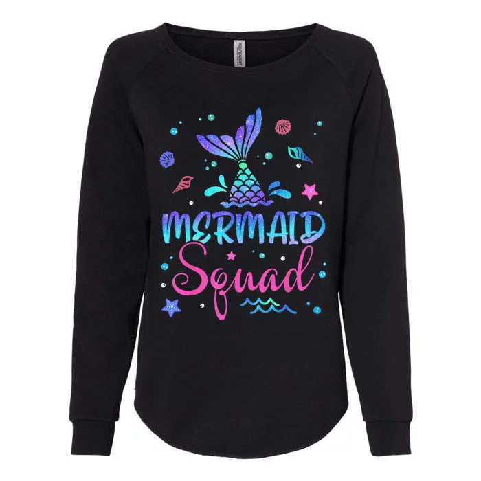 Mermaid Squad Birthday Mermaid Tail Family Matching Beach Womens California Wash Sweatshirt