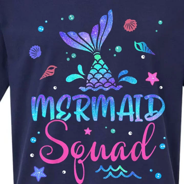 Mermaid Squad Birthday Mermaid Tail Family Matching Beach Sueded Cloud Jersey T-Shirt