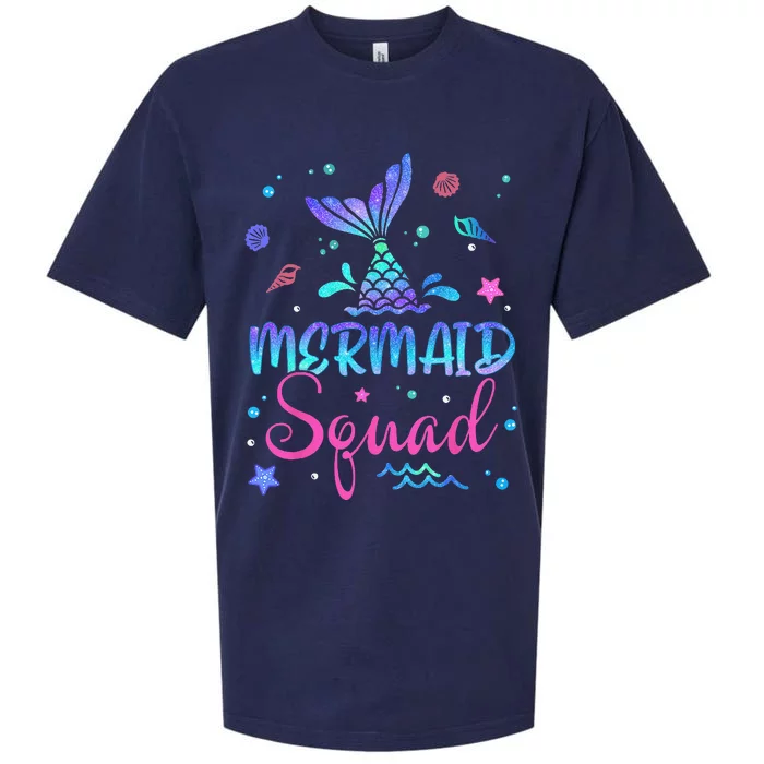 Mermaid Squad Birthday Mermaid Tail Family Matching Beach Sueded Cloud Jersey T-Shirt