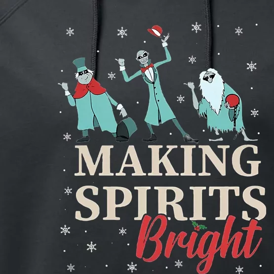 Making Spirits Bright Christmas Haunted Ghosts Performance Fleece Hoodie