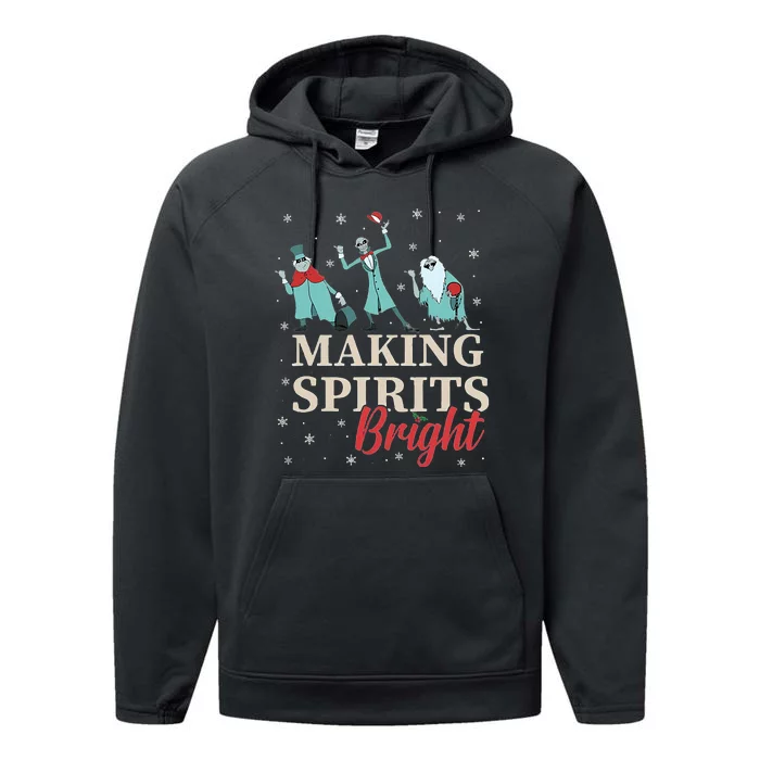 Making Spirits Bright Christmas Haunted Ghosts Performance Fleece Hoodie