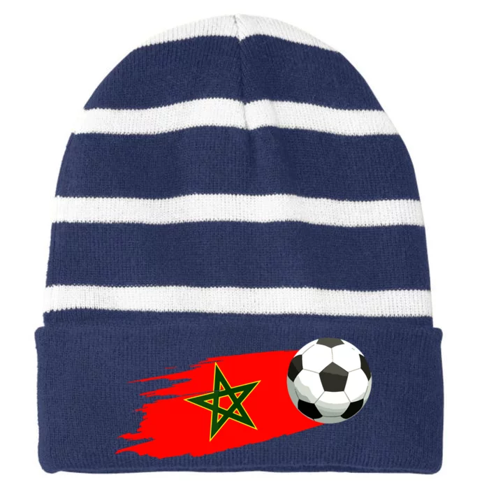 Morocco Soccer Ball Morocco Flag Jersey Morocco Football Striped Beanie with Solid Band