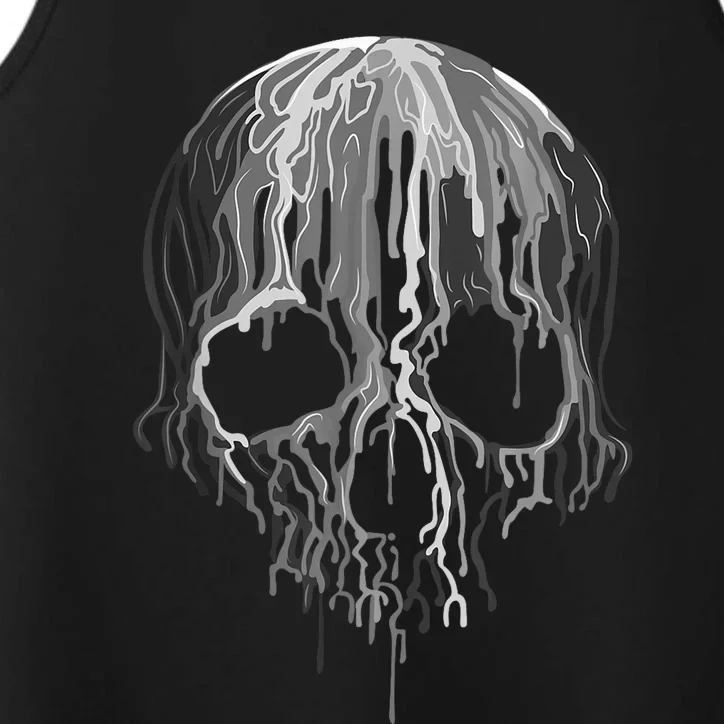 Melting Skull Black White Art Graphic Halloween Shirt Performance Tank