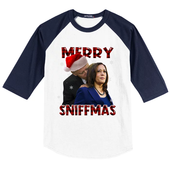 Merry Sniffmas Biden Santa Christmas Anti Biden Sniffer Xmas Baseball Sleeve Shirt