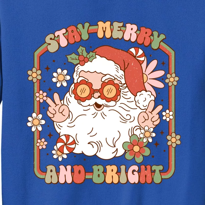 Merry Stay Bright Hippie Santa Peace Retro Groovy Christmas Gift Sweatshirt