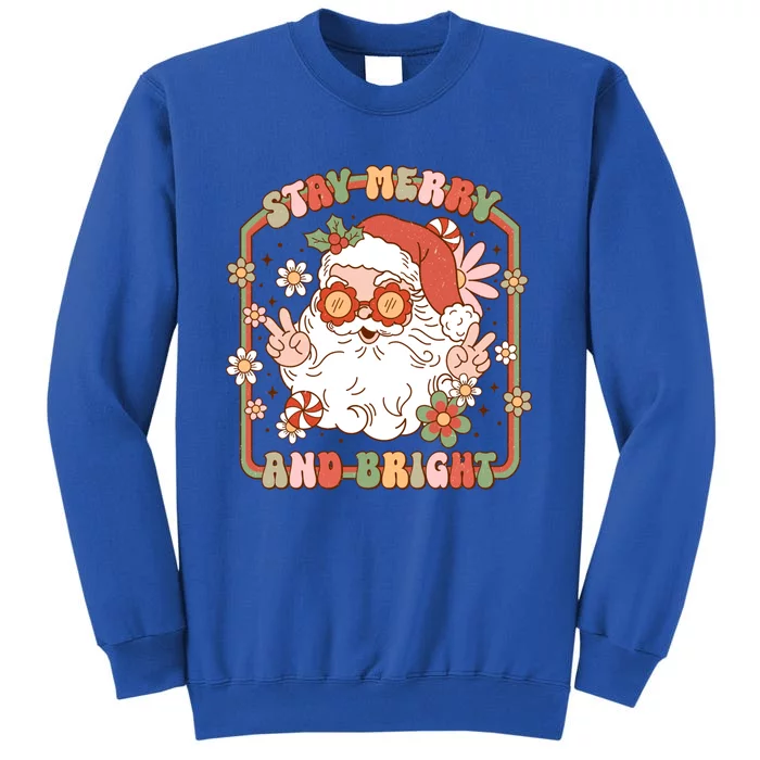 Merry Stay Bright Hippie Santa Peace Retro Groovy Christmas Gift Sweatshirt