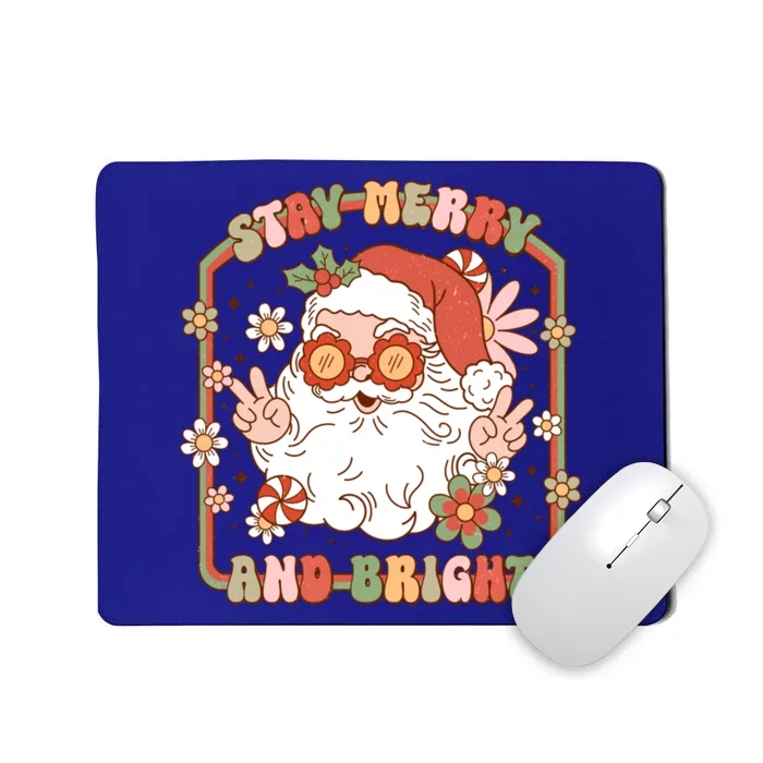 Merry Stay Bright Hippie Santa Peace Retro Groovy Christmas Gift Mousepad