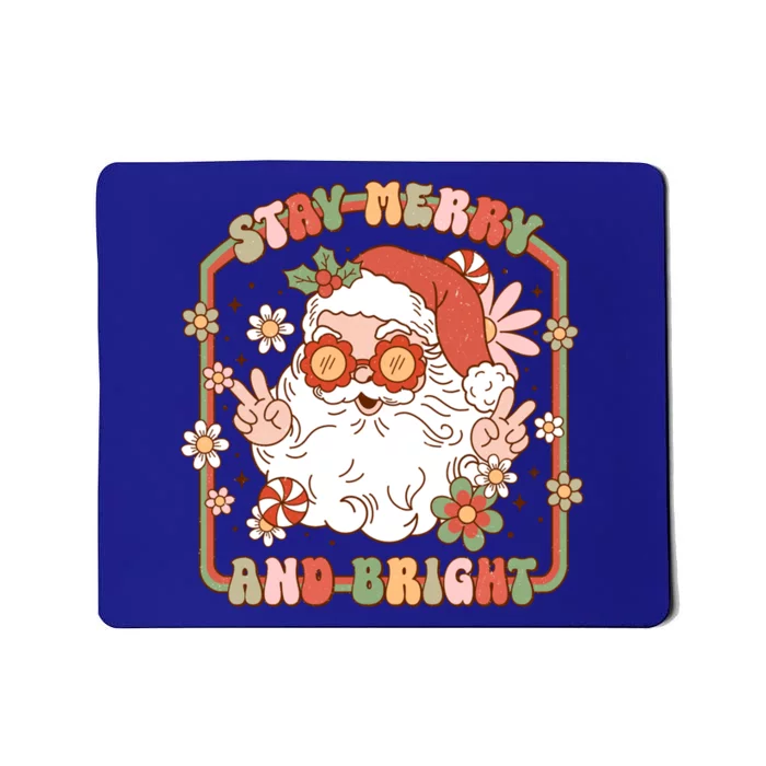 Merry Stay Bright Hippie Santa Peace Retro Groovy Christmas Gift Mousepad