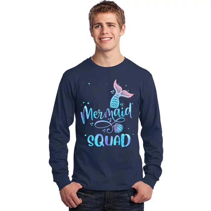 Mermaid Squad Birthday Squad Mermaid Tail Party Long Sleeve Shirt