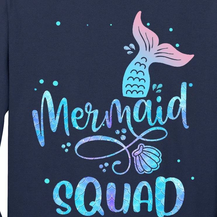 Mermaid Squad Birthday Squad Mermaid Tail Party Long Sleeve Shirt