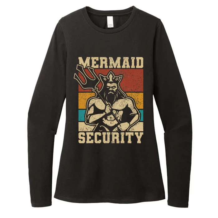 Mermaid Security Bday Costume Merman Birthday Party Outfit Womens CVC Long Sleeve Shirt