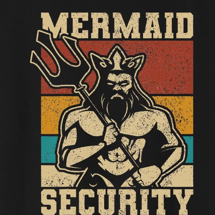 Mermaid Security Bday Costume Merman Birthday Party Outfit Women's Crop Top Tee