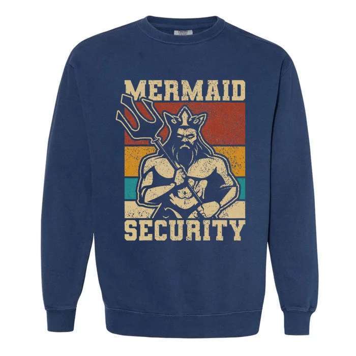 Mermaid Security Bday Costume Merman Birthday Party Outfit Garment-Dyed Sweatshirt