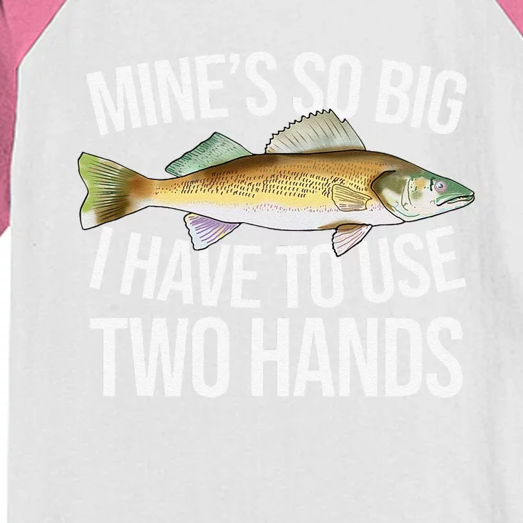 MineS So Big I Have To Walleye Pike Funny Fishing Gifts Kids Colorblock Raglan Jersey