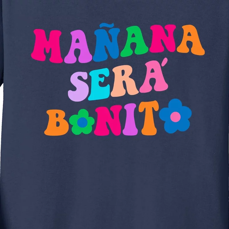 Manana Sera Bonito Words On Back Aesthetic Trendy Clothing Kids Long Sleeve Shirt