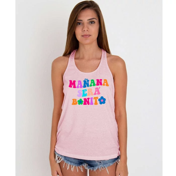 Manana Sera Bonito Words On Back Aesthetic Trendy Clothing Women's Knotted Racerback Tank