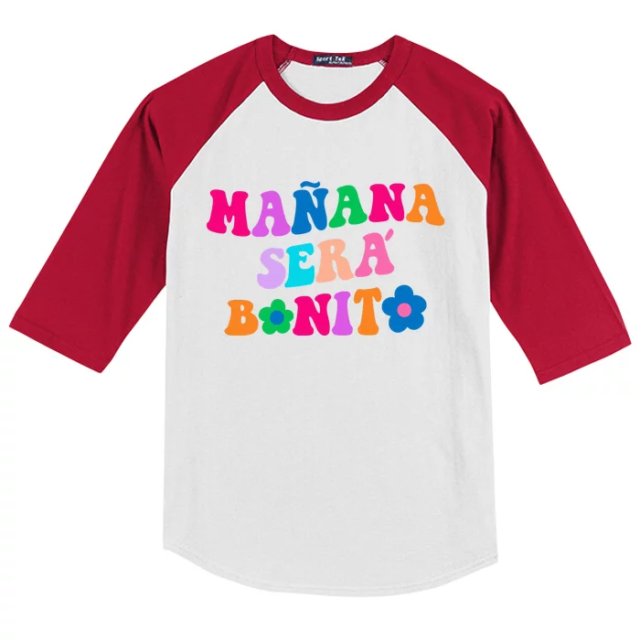 Manana Sera Bonito Words On Back Aesthetic Trendy Clothing Kids Colorblock Raglan Jersey