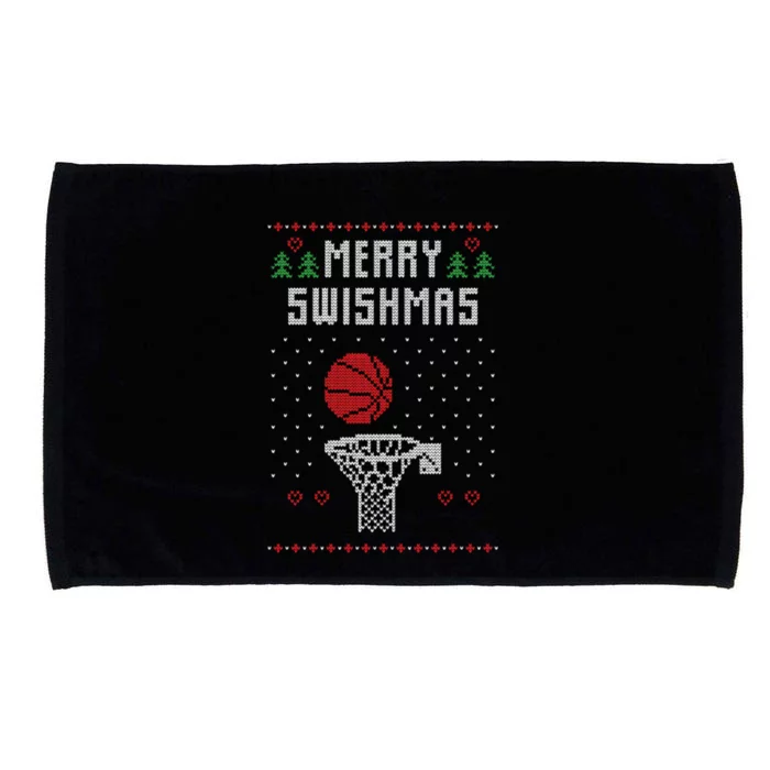 merry swishmas Basketball Ugly Christmas Sweaters Microfiber Hand Towel