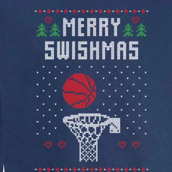 merry swishmas Basketball Ugly Christmas Sweaters Garment-Dyed Sweatshirt