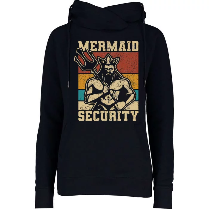 Mermaid Security Bday Costume Merman Birthday Party Outfit Womens Funnel Neck Pullover Hood