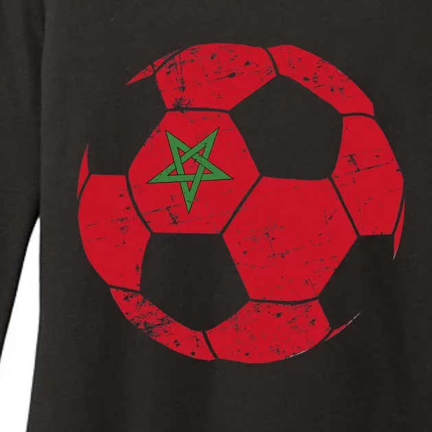 Morocco Soccer Ball Flag Moroccan Football Soccer Womens CVC Long Sleeve Shirt