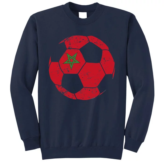 Morocco Soccer Ball Flag Moroccan Football Soccer Tall Sweatshirt