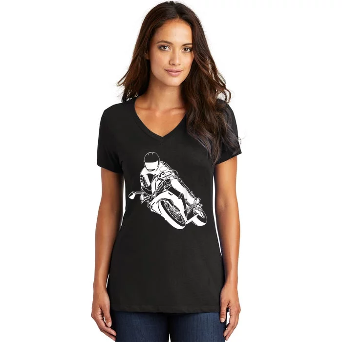 Motorcycle Shift Biker Motorcyclist Women's V-Neck T-Shirt