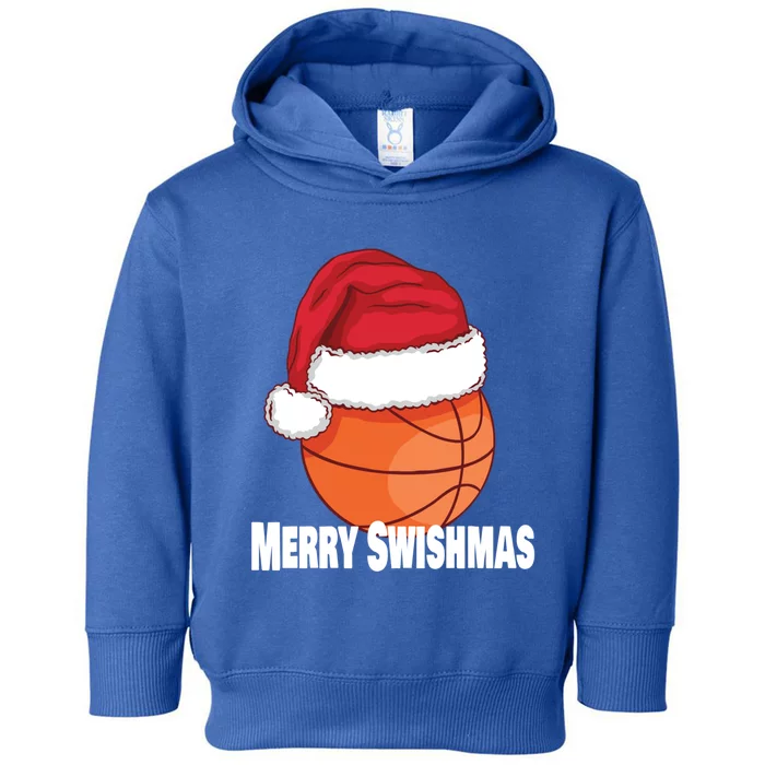 Merry Swishmas Basketball Christmas Sports Lover Santa Hat Gift Toddler Hoodie