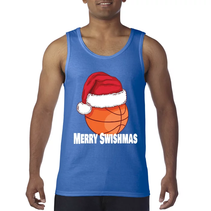 Merry Swishmas Basketball Christmas Sports Lover Santa Hat Gift Tank Top