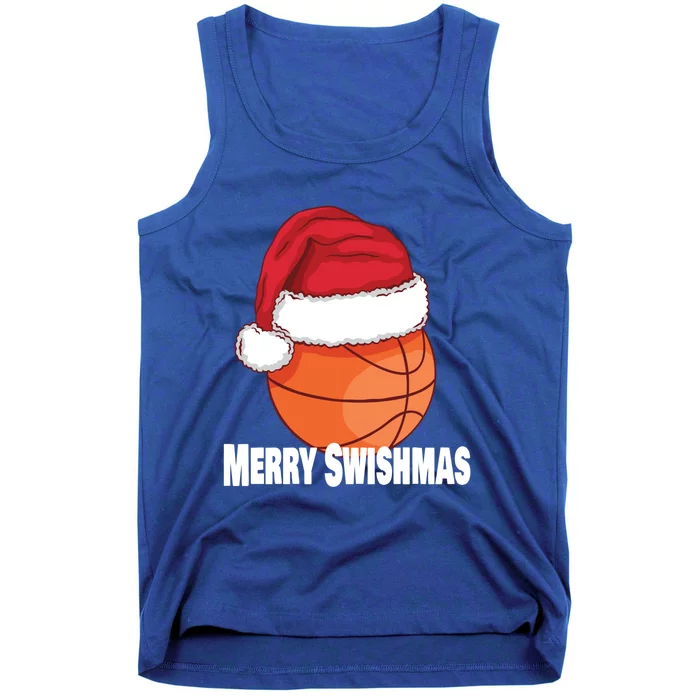 Merry Swishmas Basketball Christmas Sports Lover Santa Hat Gift Tank Top