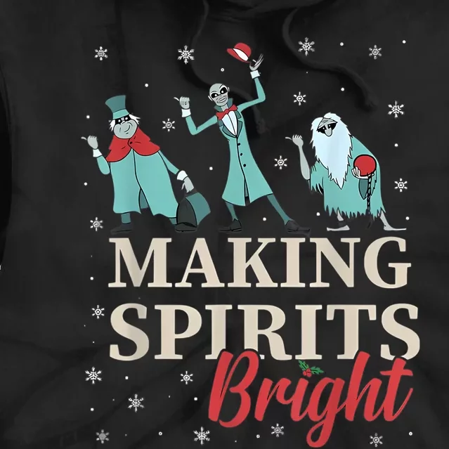 Making Spirits Bright Christmas Haunted Ghosts Tie Dye Hoodie