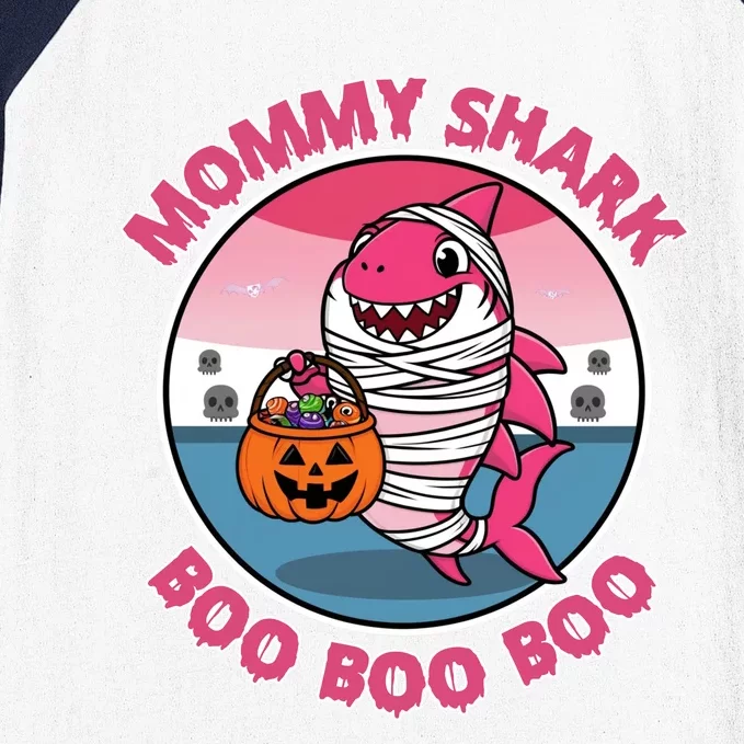 Mommy Shark Boo Boo Boo Funny Family Shark Halloween Baseball Sleeve Shirt