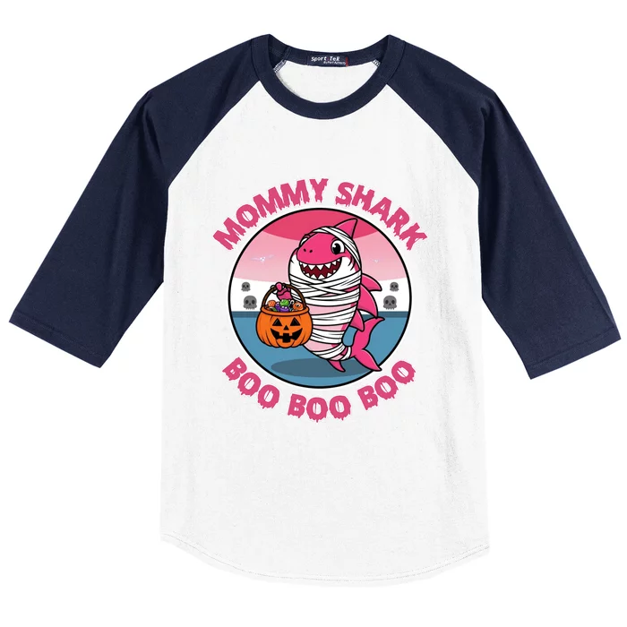 Mommy Shark Boo Boo Boo Funny Family Shark Halloween Baseball Sleeve Shirt