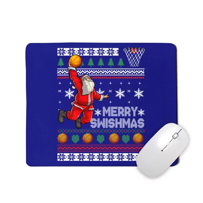 Merry Swishmas Basketball Christmas Sweater Plaid Xmas Santa Gift Mousepad