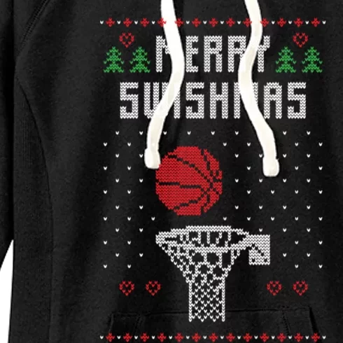 Merry Swishmas Basketball Ugly Christmas Sweaters Great Gift Women's Fleece Hoodie