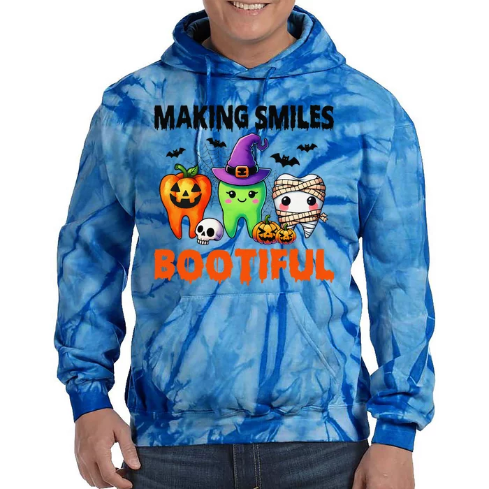 Making Smiles Bootiful Halloween Funny Ghost Dentist Dental Tie Dye Hoodie