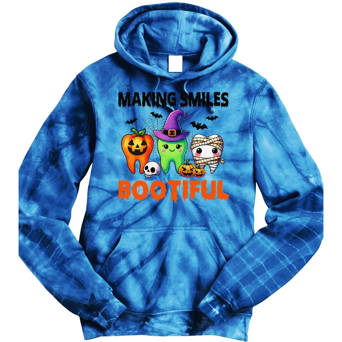 Making Smiles Bootiful Halloween Funny Ghost Dentist Dental Tie Dye Hoodie