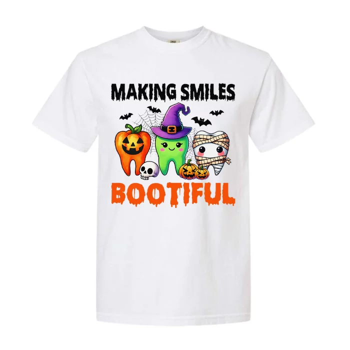 Making Smiles Bootiful Halloween Funny Ghost Dentist Dental Garment-Dyed Heavyweight T-Shirt