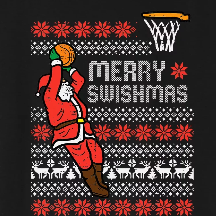 Merry Swishmas Basketball Ugly Christmas Xmas Women's Crop Top Tee