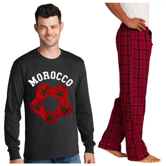 Moroccan Soccer Ball Morocco Moroccan Flag Moroccan Pride Cool Gift Long Sleeve Pajama Set