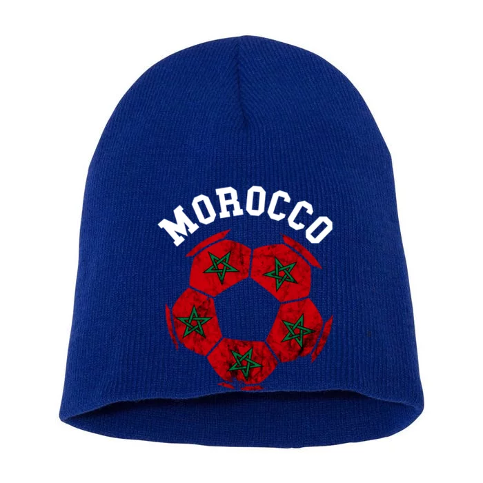 Moroccan Soccer Ball Morocco Moroccan Flag Moroccan Pride Cool Gift Short Acrylic Beanie