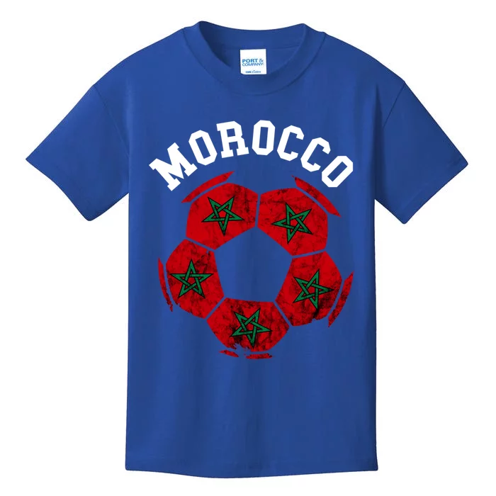 Moroccan Soccer Ball Morocco Moroccan Flag Moroccan Pride Cool Gift Kids T-Shirt