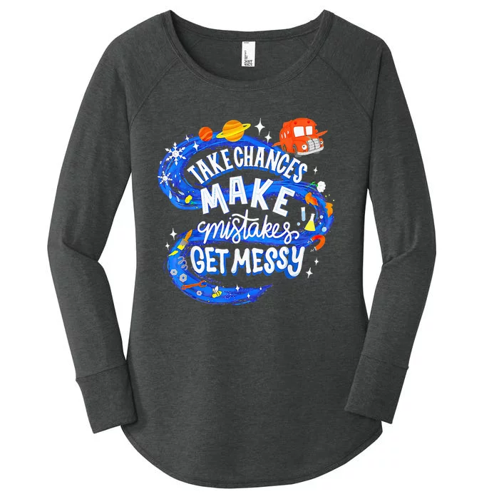 Magic School Bus Take Chances Make Mistakes Get Messy Women's Perfect Tri Tunic Long Sleeve Shirt