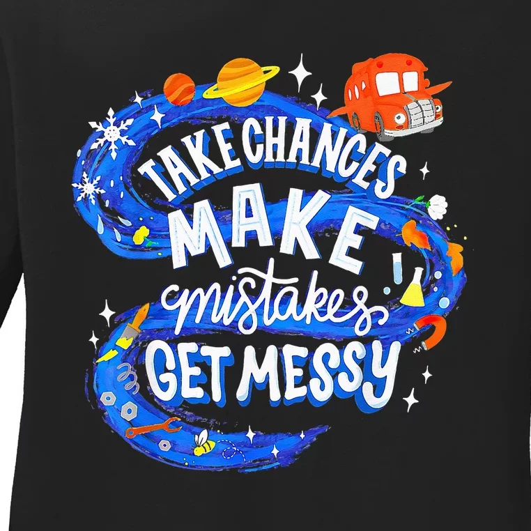 Magic School Bus Take Chances Make Mistakes Get Messy Ladies Long Sleeve Shirt