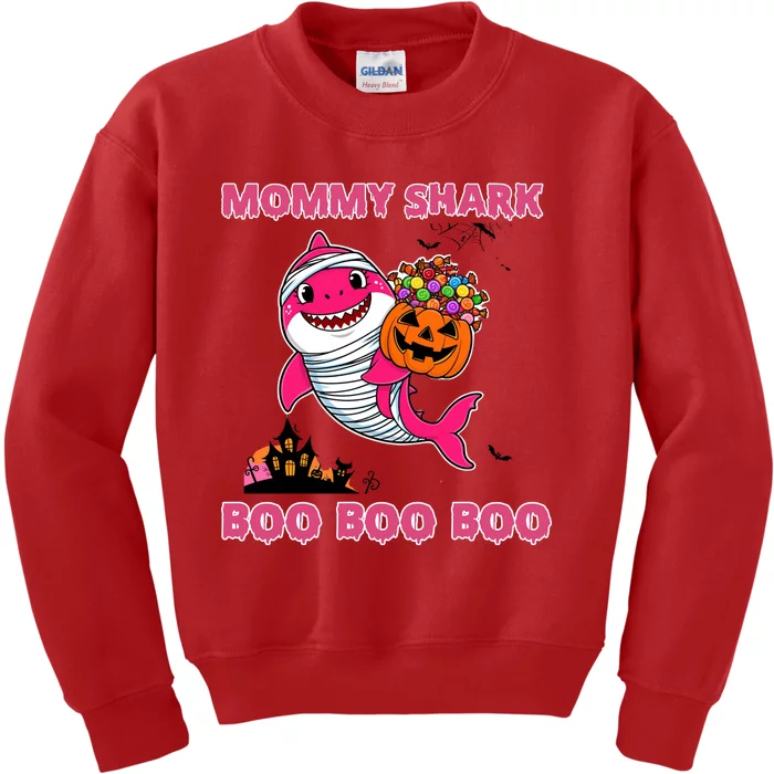 Mommy Shark Boo Boo Boo Funny Family Shark Halloween Kids Sweatshirt