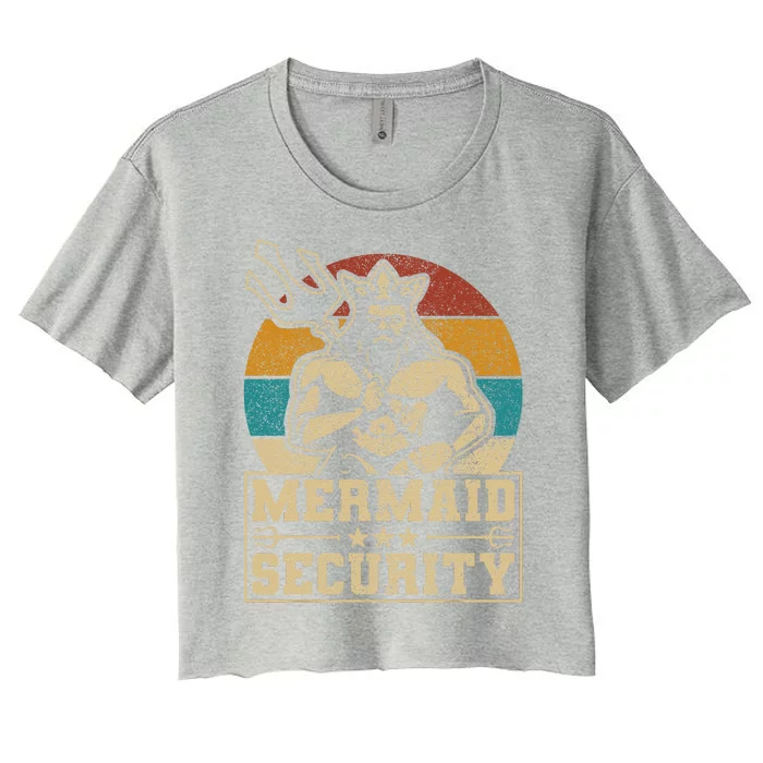 Mermaid Security Bday Costume Merman Birthday Party Outfit Women's Crop Top Tee