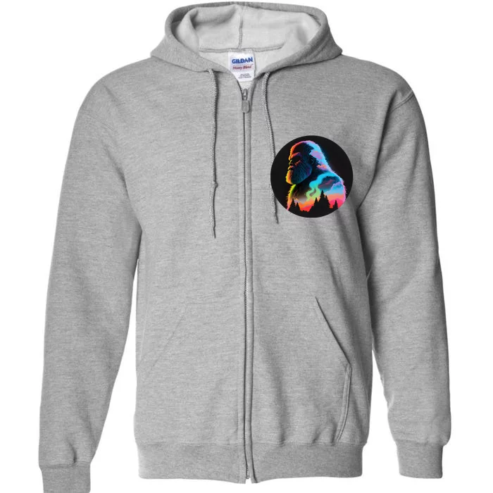 Mystical Sasquatch Bigfoot Colorful Full Zip Hoodie