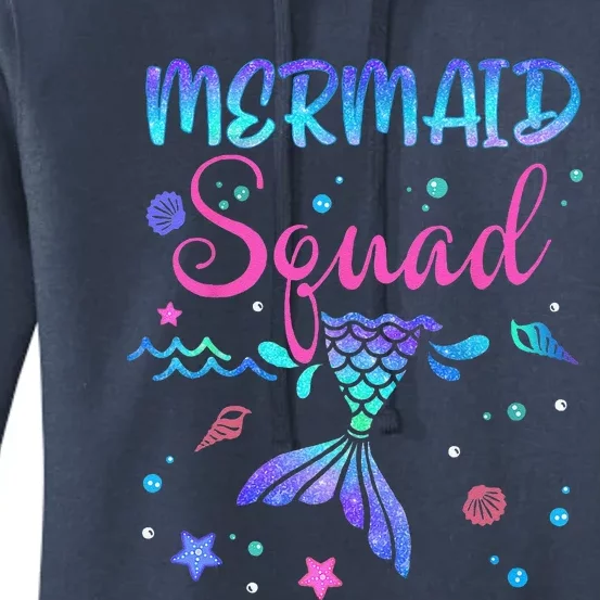 Mermaid Squad Birthday Mermaid Tail Family Matching Beach Gift Women's Pullover Hoodie