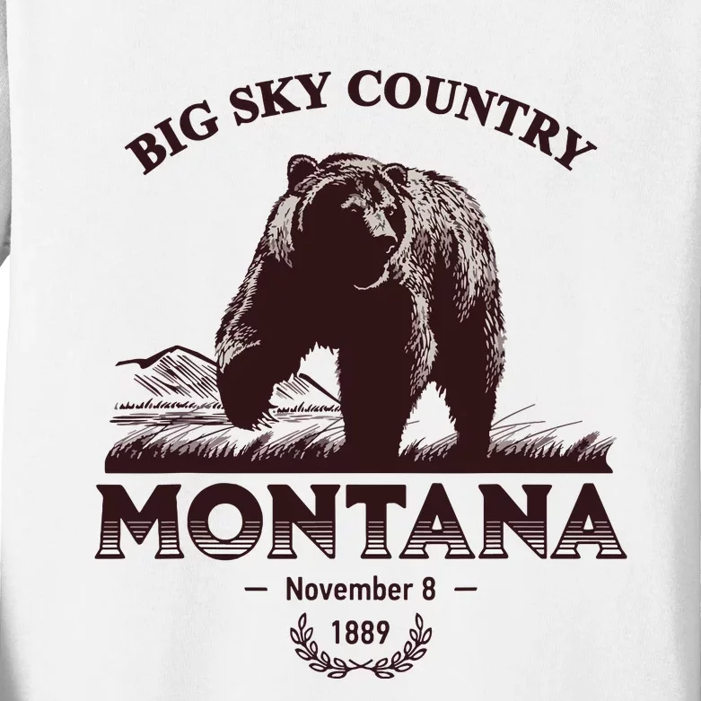 Montana State Big Sky Country Country Kids Long Sleeve Shirt